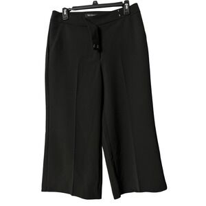 NWT White House Black Market Soft Drape Wide Leg Crop Womens Black Pants Size 6